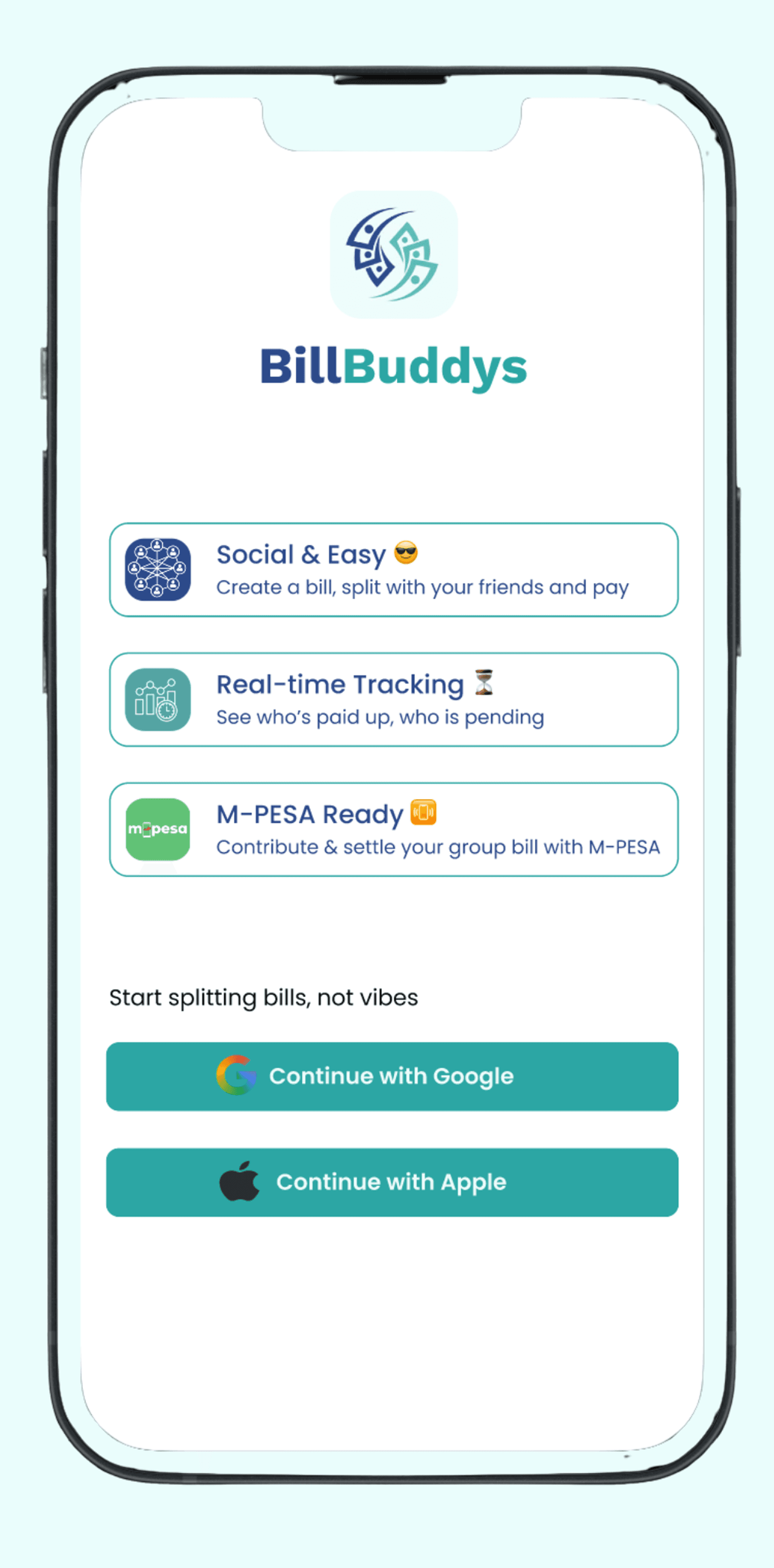 BillBuddys Sign Up Screen